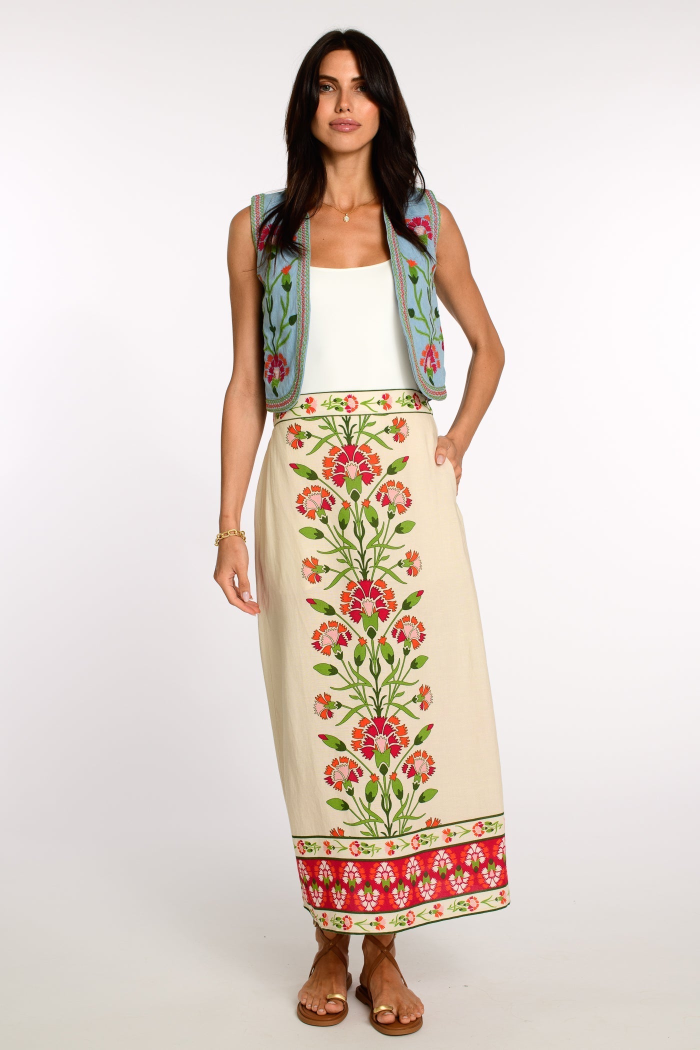 ELIZABETH JAMES THE LABEL | Phoebe Skirt in Indian Flower Ivory
