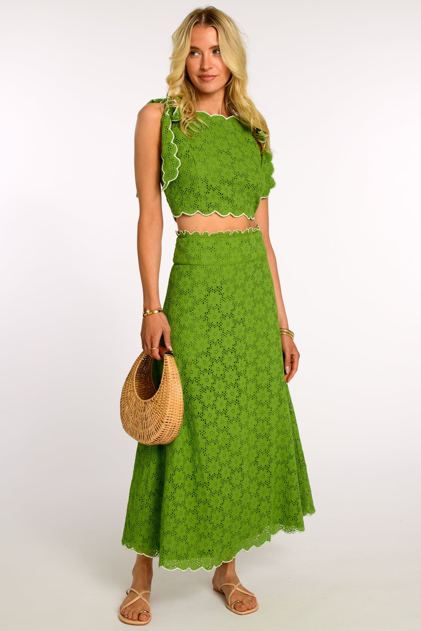 ELIZABETH JAMES THE LABEL | Frannie Skirt in Kelp Forest Eyelet