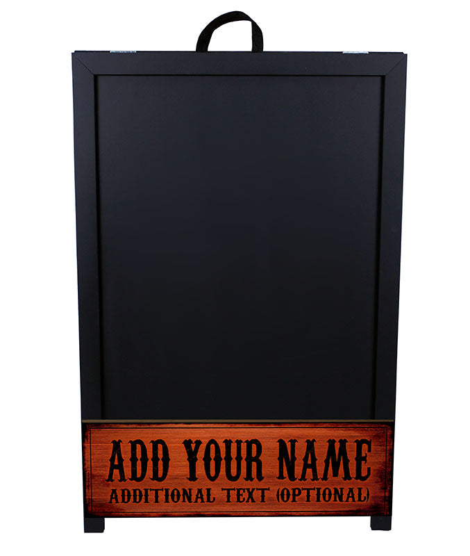 ADD YOUR NAME A-Frame Sidewalk Chalkboard Sign – Double Sided - Wood Finish Options - Design 2