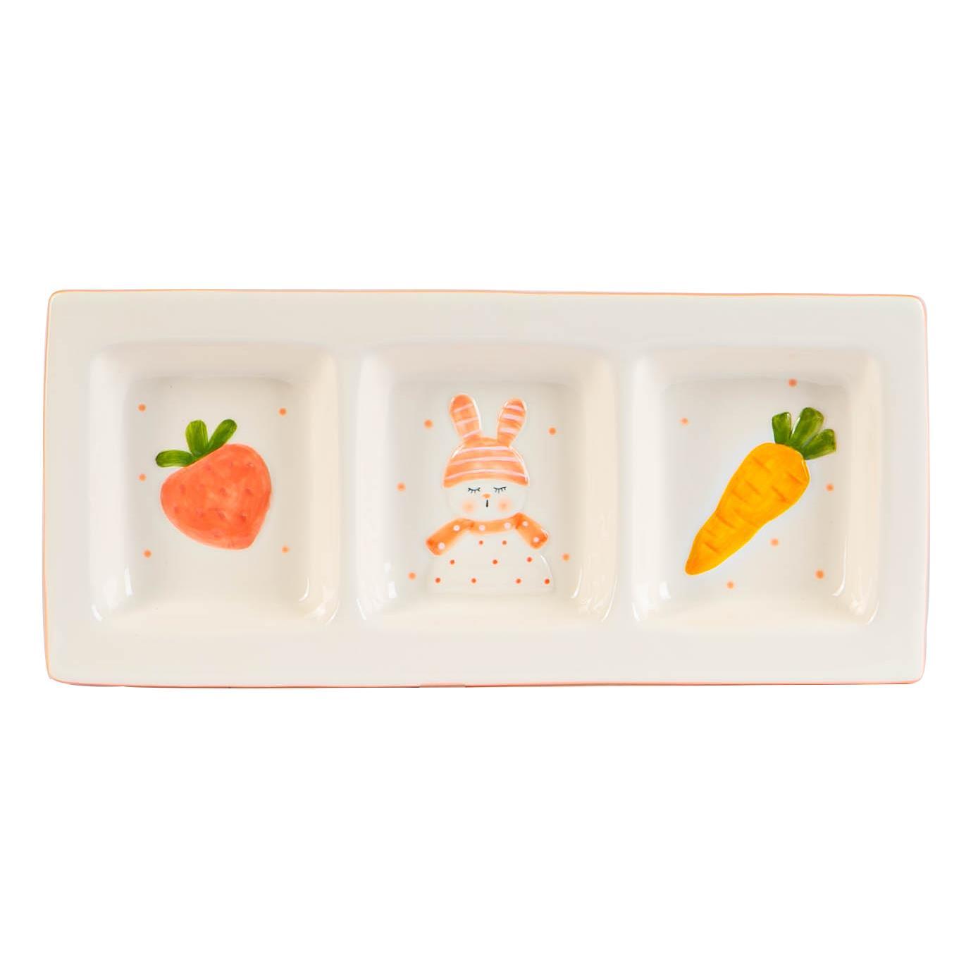 31cm White Easter Bunny Dolomite Snack Plate