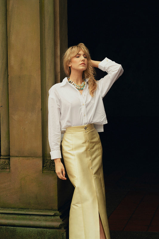 MASON by MASON'S DAUGHTER Leighton Skirt, Butter Yellow Silk Wool