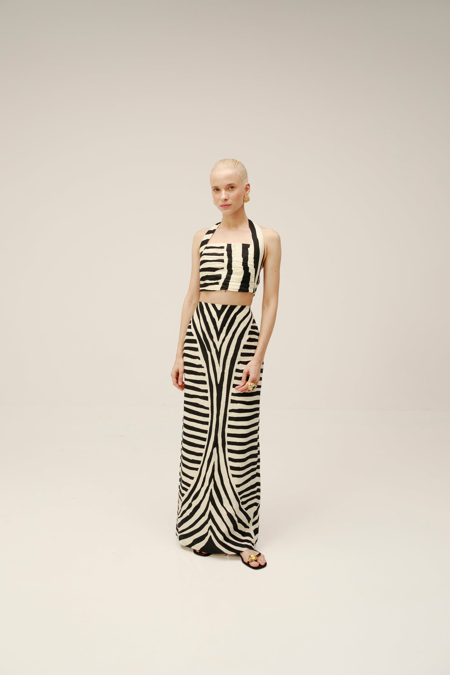 CALA DE LA CRUZ Bruna Skirt, Zebra Black & White