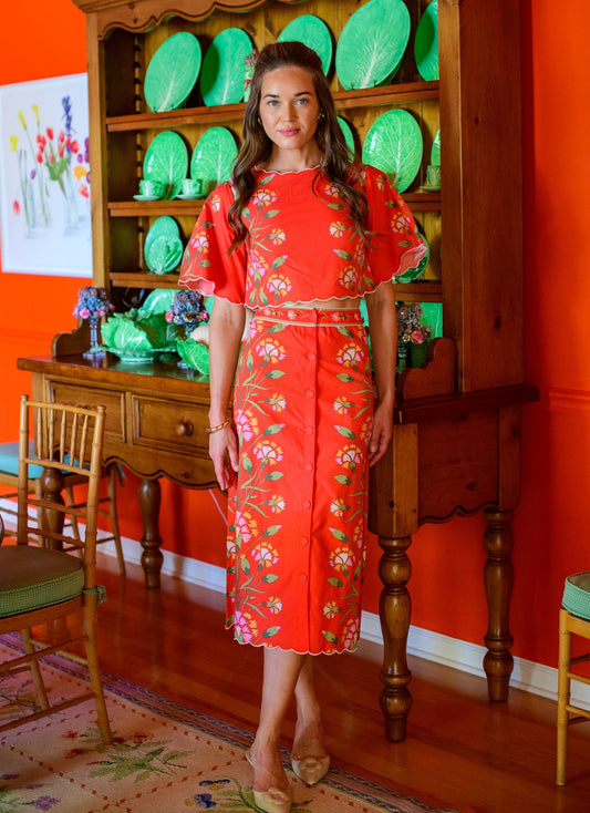 ELIZABETH JAMES THE LABEL | Frannie Skirt in Indian Flower Poppy