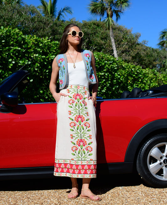 ELIZABETH JAMES THE LABEL | Phoebe Skirt in Indian Flower Ivory